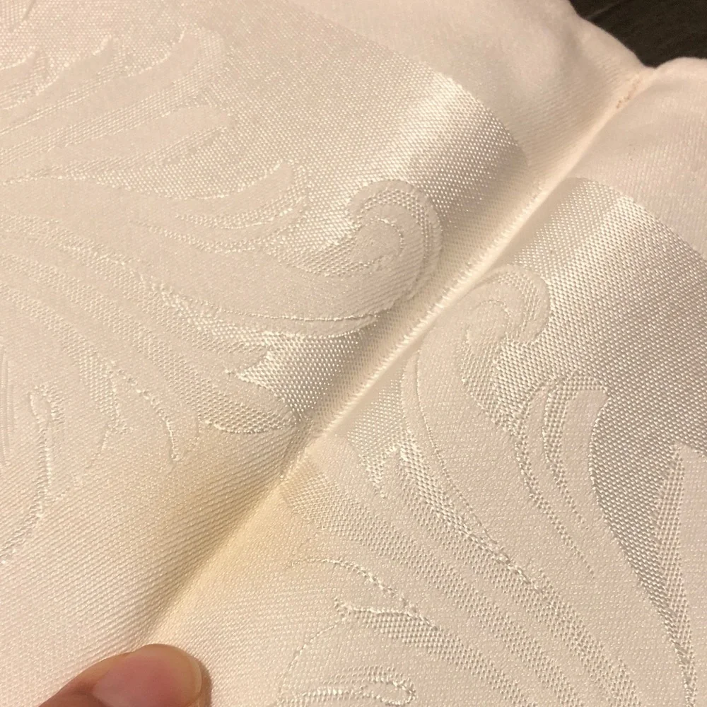 Embroidered White Damask Napkins - Set of 12